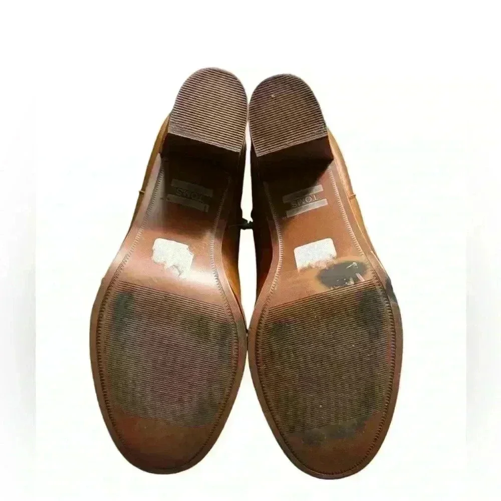 Toms  Lunata Brown Leather Heeled Bootie Size 10